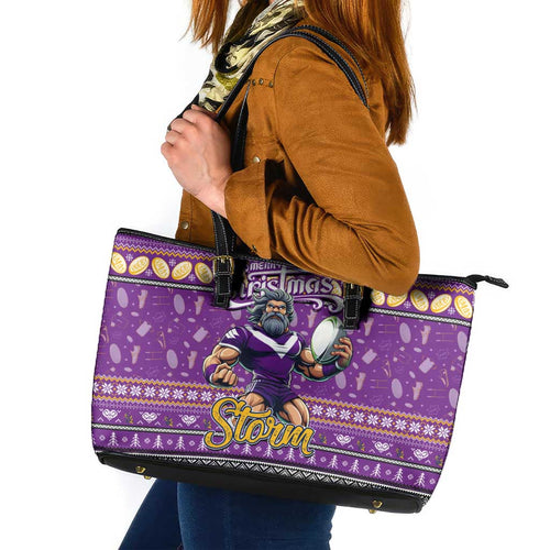 Storm Rugby Xmas Leather Tote Bag Australia NRL Mascot