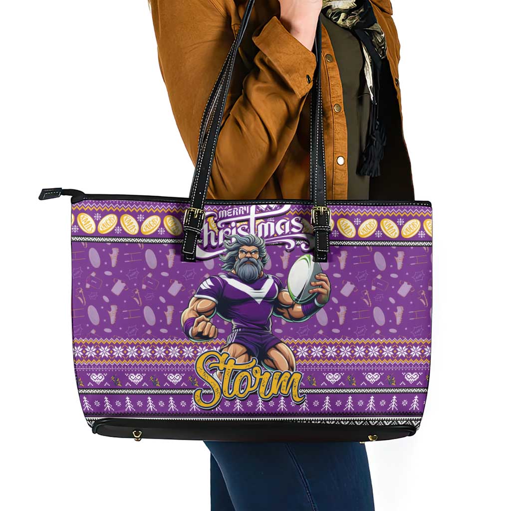 Storm Rugby Xmas Leather Tote Bag Australia NRL Mascot
