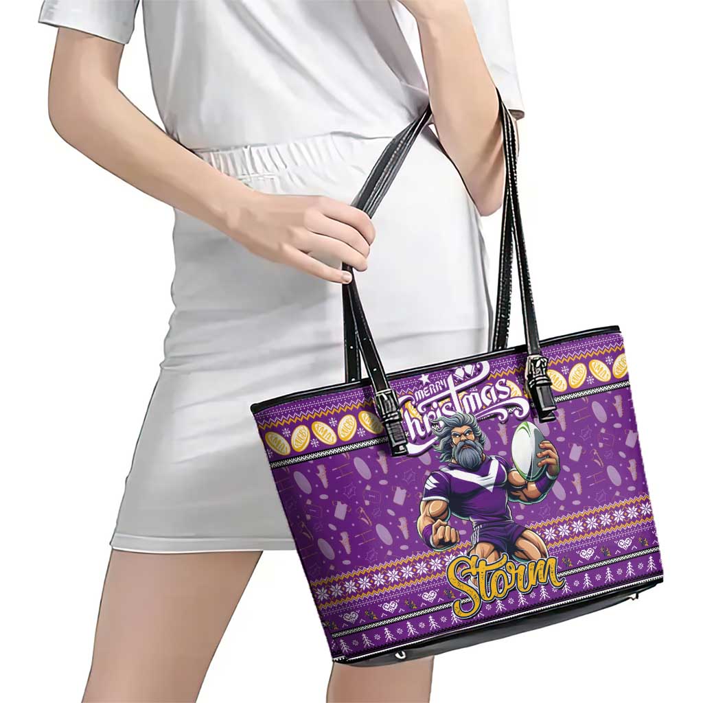 Storm Rugby Xmas Leather Tote Bag Australia NRL Mascot