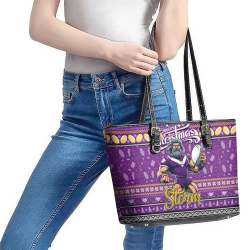 Storm Rugby Xmas Leather Tote Bag Australia NRL Mascot