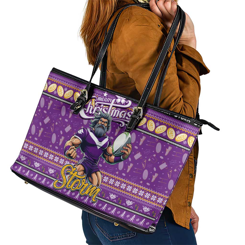 Storm Rugby Xmas Leather Tote Bag Australia NRL Mascot