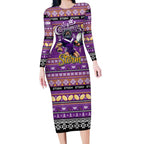Personalized Storm Rugby Xmas Long Sleeve Bodycon Dress Australia NRL Mascot