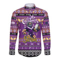Personalized Storm Rugby Xmas Long Sleeve Button Shirt Australia NRL Mascot