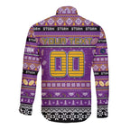 Personalized Storm Rugby Xmas Long Sleeve Button Shirt Australia NRL Mascot