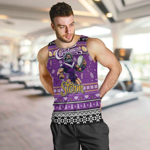 Personalized Storm Rugby Xmas Men Tank Top Australia NRL Mascot