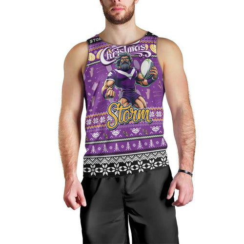 Personalized Storm Rugby Xmas Men Tank Top Australia NRL Mascot