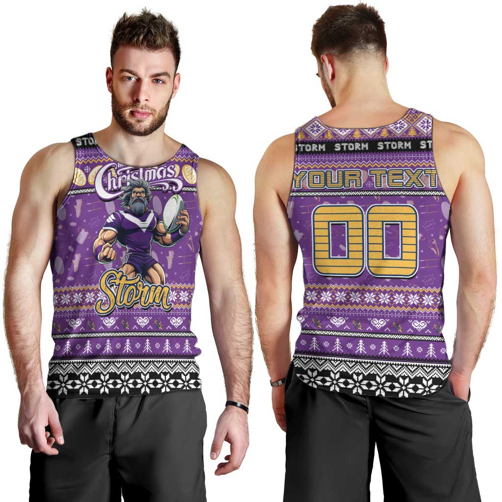 Personalized Storm Rugby Xmas Men Tank Top Australia NRL Mascot