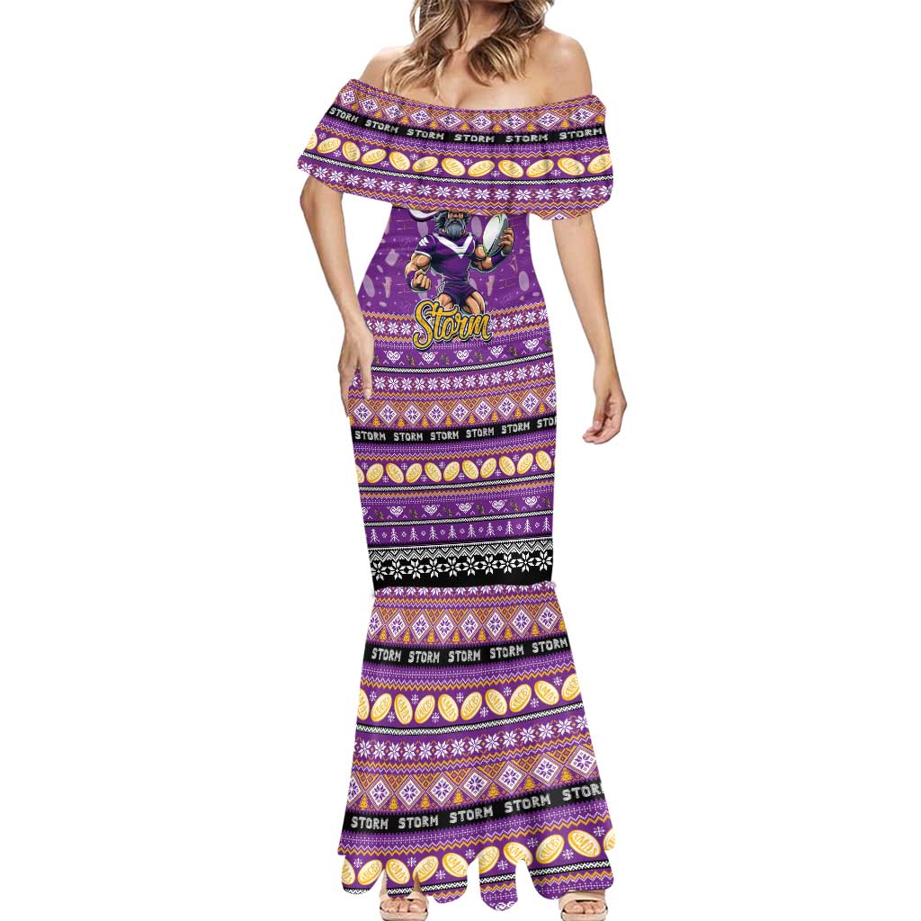 Personalized Storm Rugby Xmas Mermaid Dress Australia NRL Mascot
