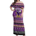 Personalized Storm Rugby Xmas Off Shoulder Maxi Dress Australia NRL Mascot