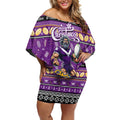 Personalized Storm Rugby Xmas Off Shoulder Short Dress Australia NRL Mascot