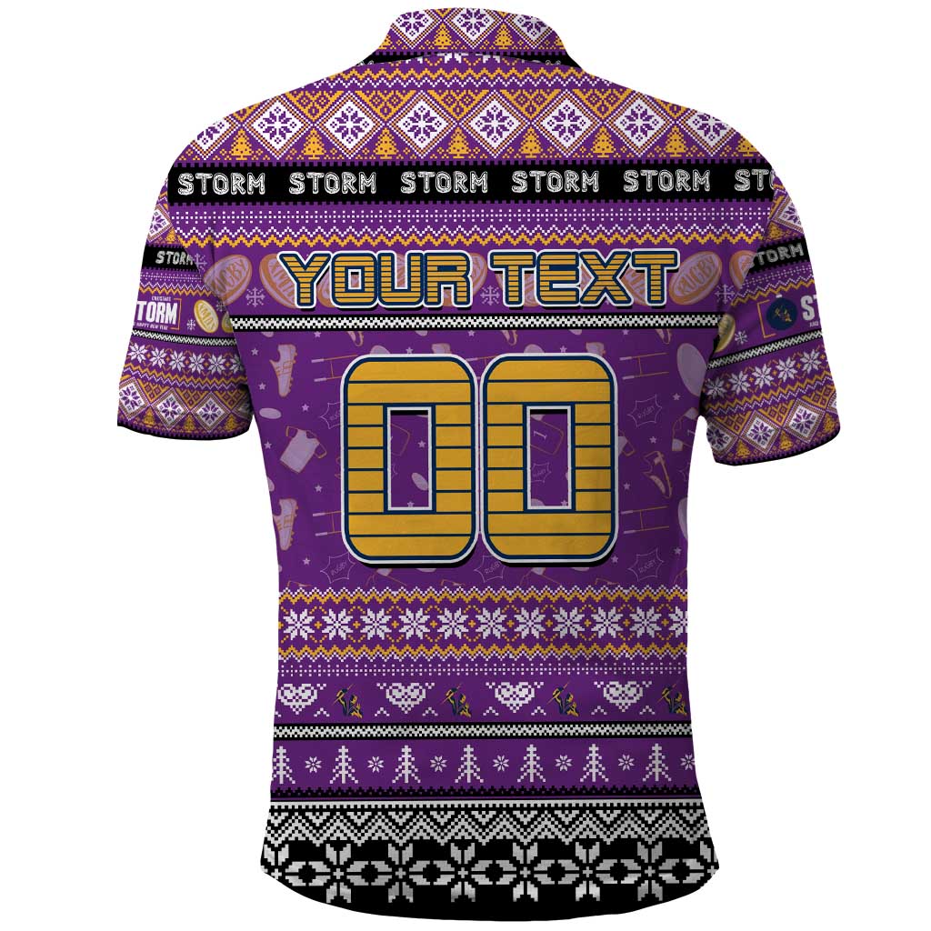Personalized Storm Rugby Xmas Polo Shirt Australia NRL Mascot