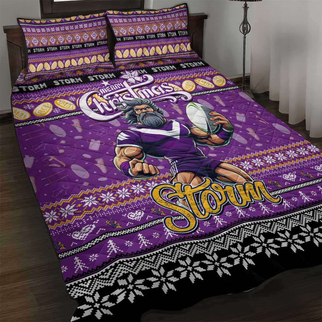 Storm Rugby Xmas Quilt Bed Set Australia NRL Mascot