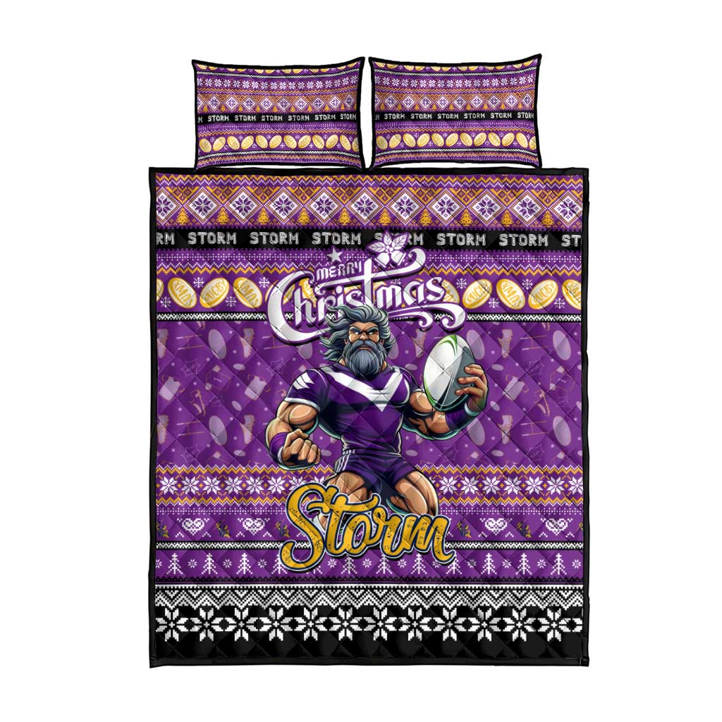 Storm Rugby Xmas Quilt Bed Set Australia NRL Mascot