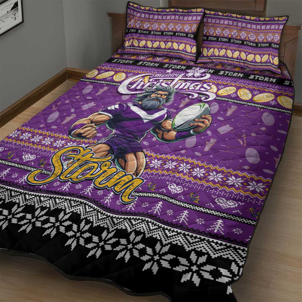 Storm Rugby Xmas Quilt Bed Set Australia NRL Mascot