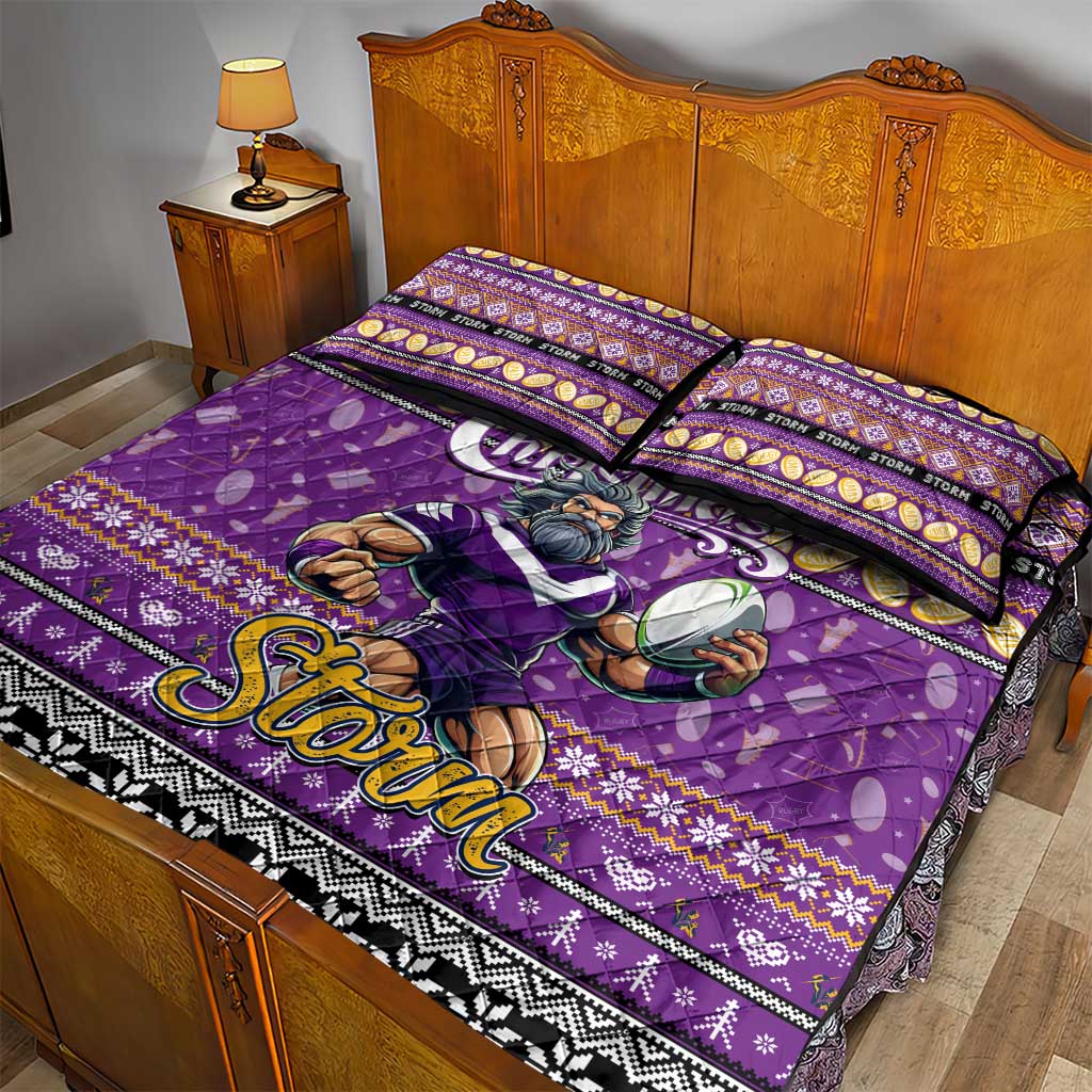 Storm Rugby Xmas Quilt Bed Set Australia NRL Mascot