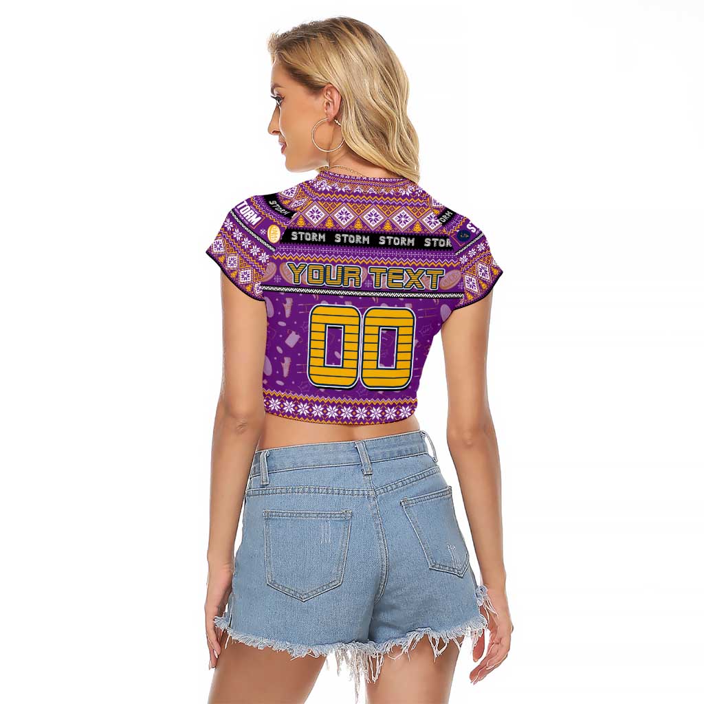 Personalized Storm Rugby Xmas Raglan Cropped T Shirt Australia NRL Mascot