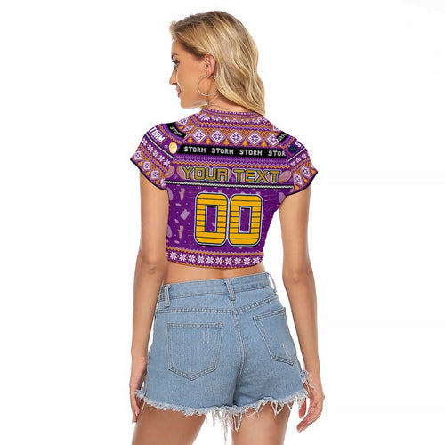 Personalized Storm Rugby Xmas Raglan Cropped T Shirt Australia NRL Mascot