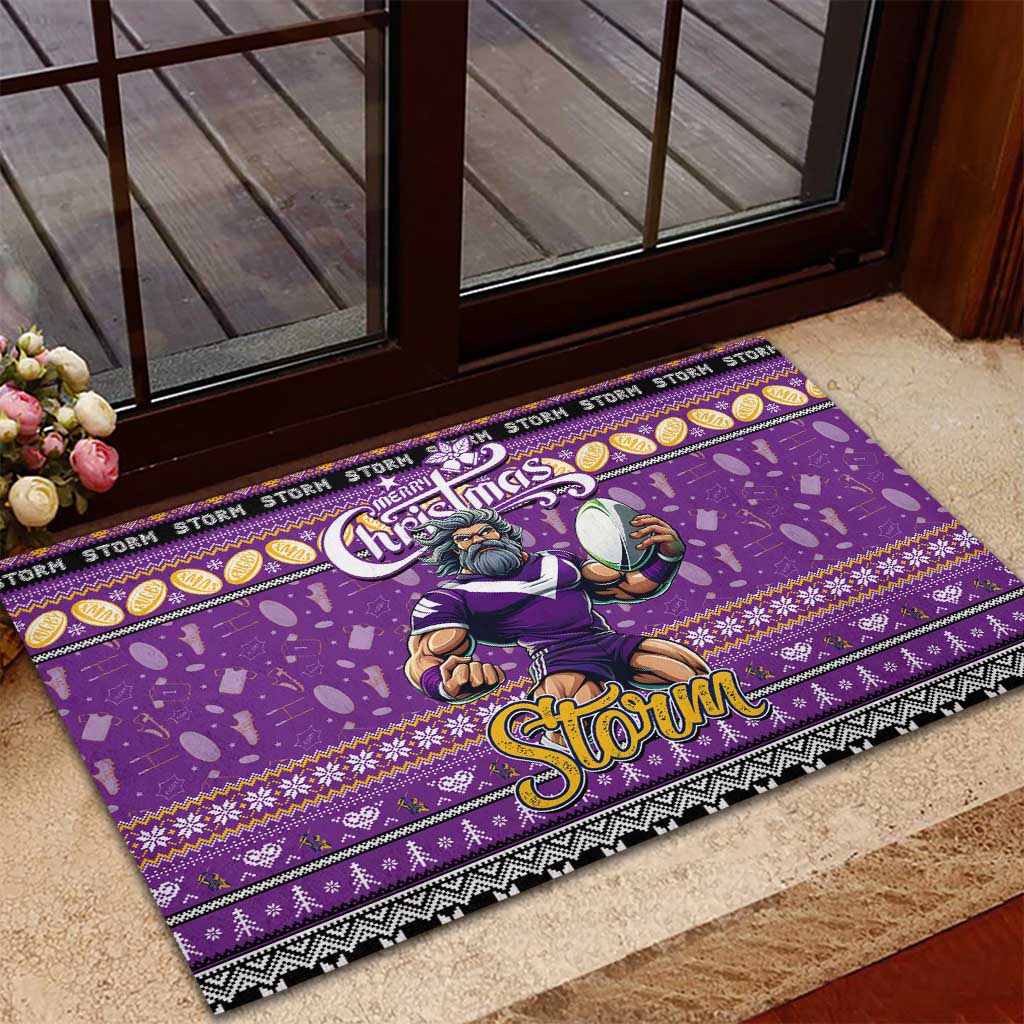 Storm Rugby Xmas Rubber Doormat Australia NRL Mascot