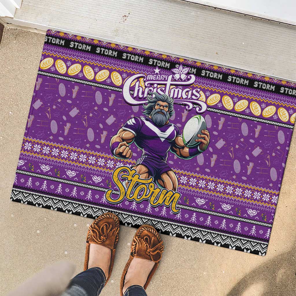 Storm Rugby Xmas Rubber Doormat Australia NRL Mascot