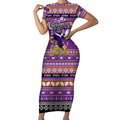 Personalized Storm Rugby Xmas Short Sleeve Bodycon Dress Australia NRL Mascot