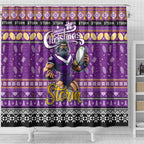 Storm Rugby Xmas Shower Curtain Australia NRL Mascot