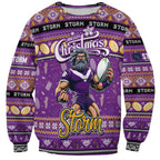 Personalized Storm Rugby Xmas Sweatshirt Australia NRL Mascot