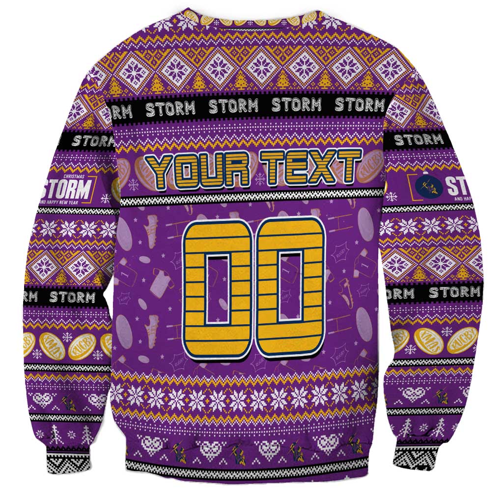 Personalized Storm Rugby Xmas Sweatshirt Australia NRL Mascot