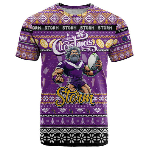Personalized Storm Rugby Xmas T Shirt Australia NRL Mascot