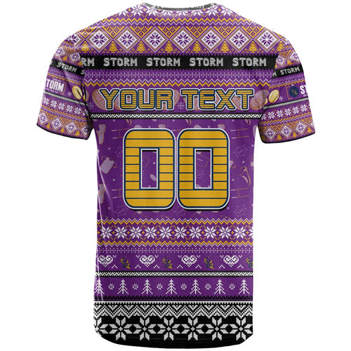Personalized Storm Rugby Xmas T Shirt Australia NRL Mascot