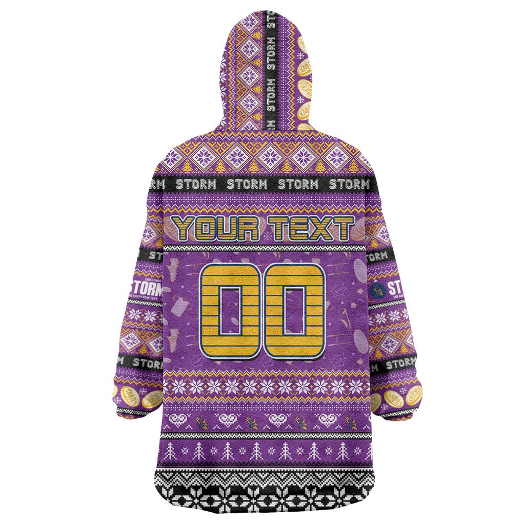 Personalized Storm Rugby Xmas Wearable Blanket Hoodie Australia NRL Mascot