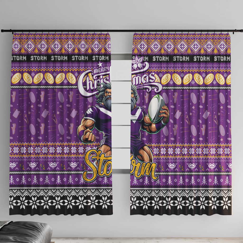 Storm Rugby Xmas Window Curtain Australia NRL Mascot