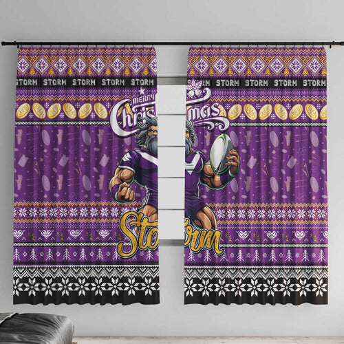 Storm Rugby Xmas Window Curtain Australia NRL Mascot