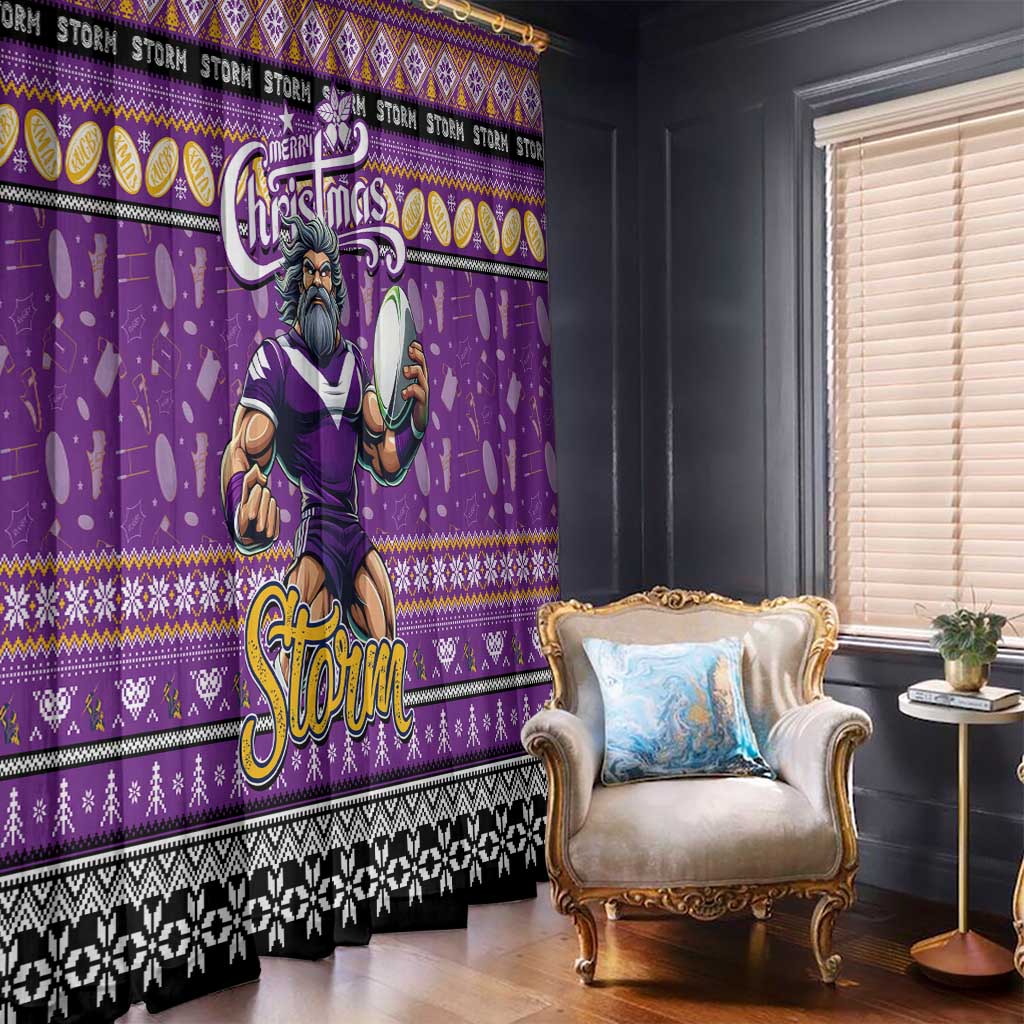 Storm Rugby Xmas Window Curtain Australia NRL Mascot