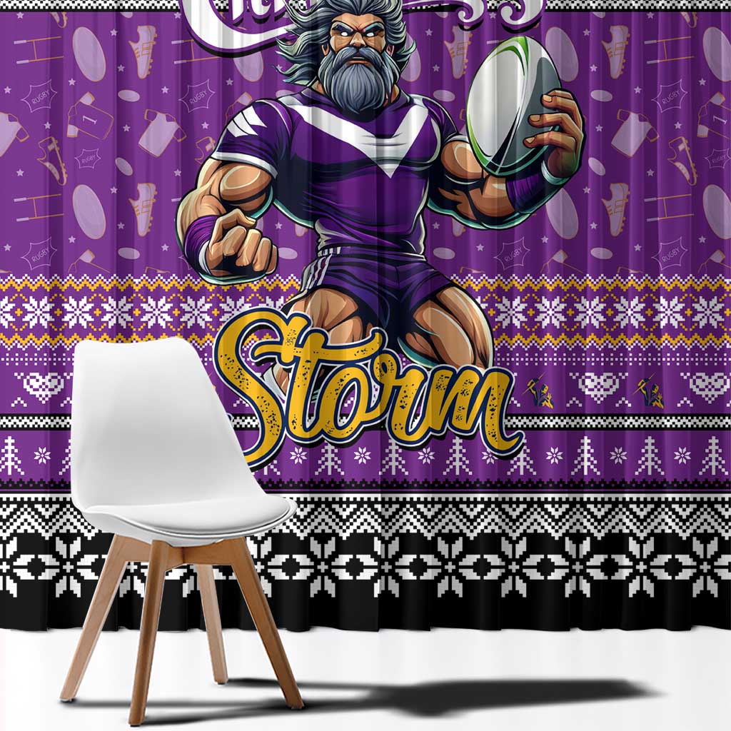 Storm Rugby Xmas Window Curtain Australia NRL Mascot