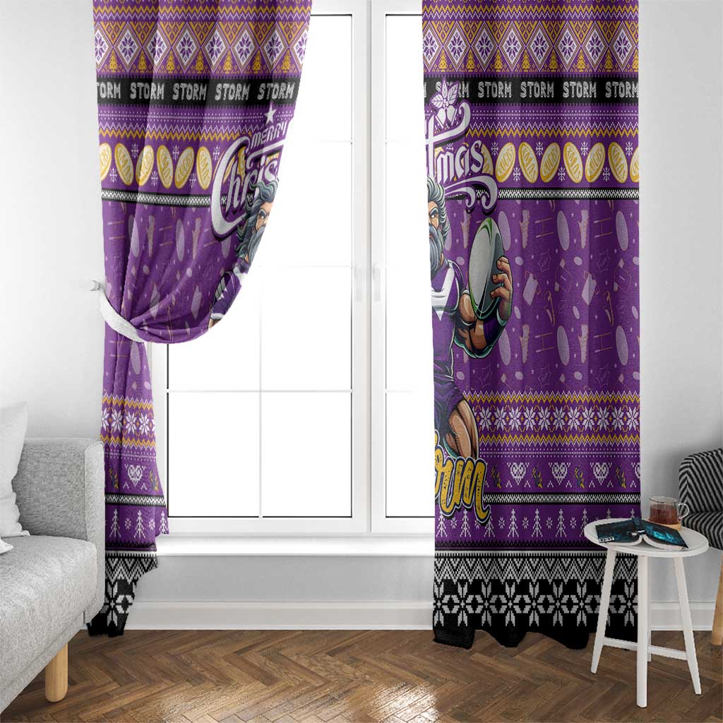 Storm Rugby Xmas Window Curtain Australia NRL Mascot