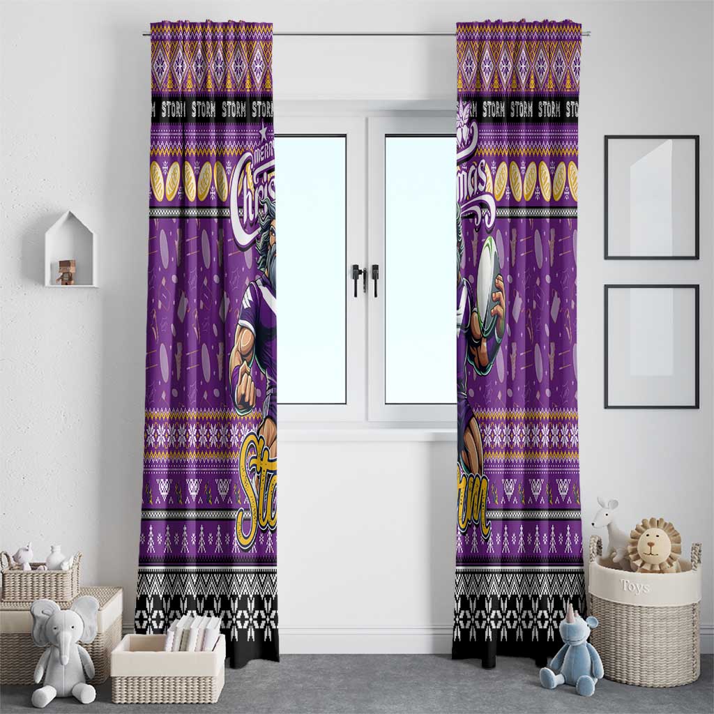 Storm Rugby Xmas Window Curtain Australia NRL Mascot