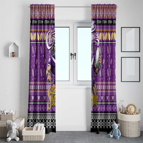 Storm Rugby Xmas Window Curtain Australia NRL Mascot
