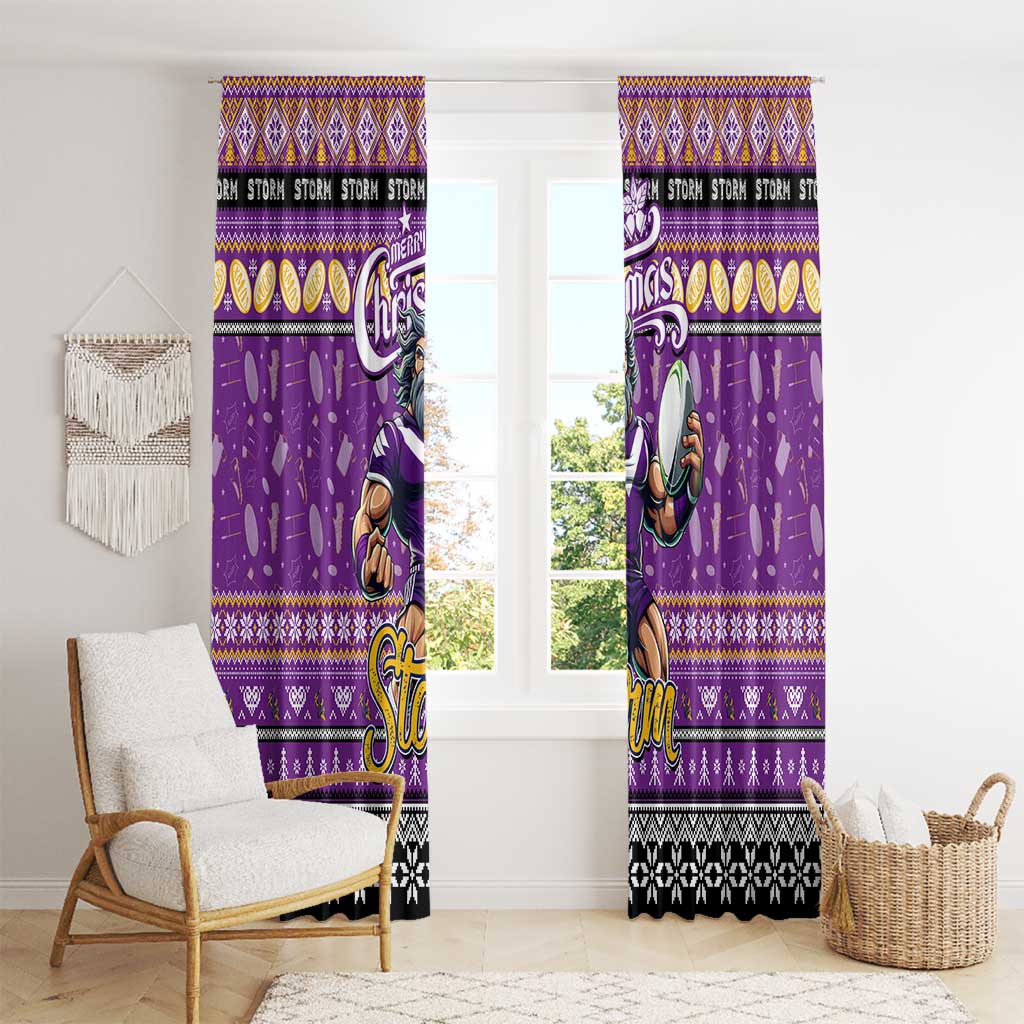 Storm Rugby Xmas Window Curtain Australia NRL Mascot