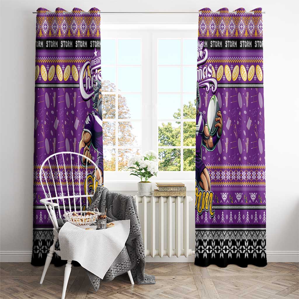 Storm Rugby Xmas Window Curtain Australia NRL Mascot
