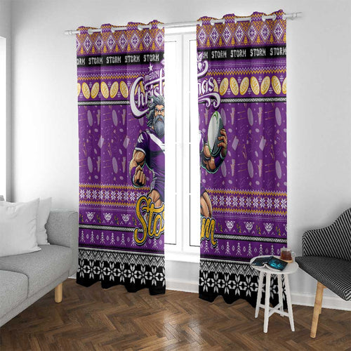 Storm Rugby Xmas Window Curtain Australia NRL Mascot