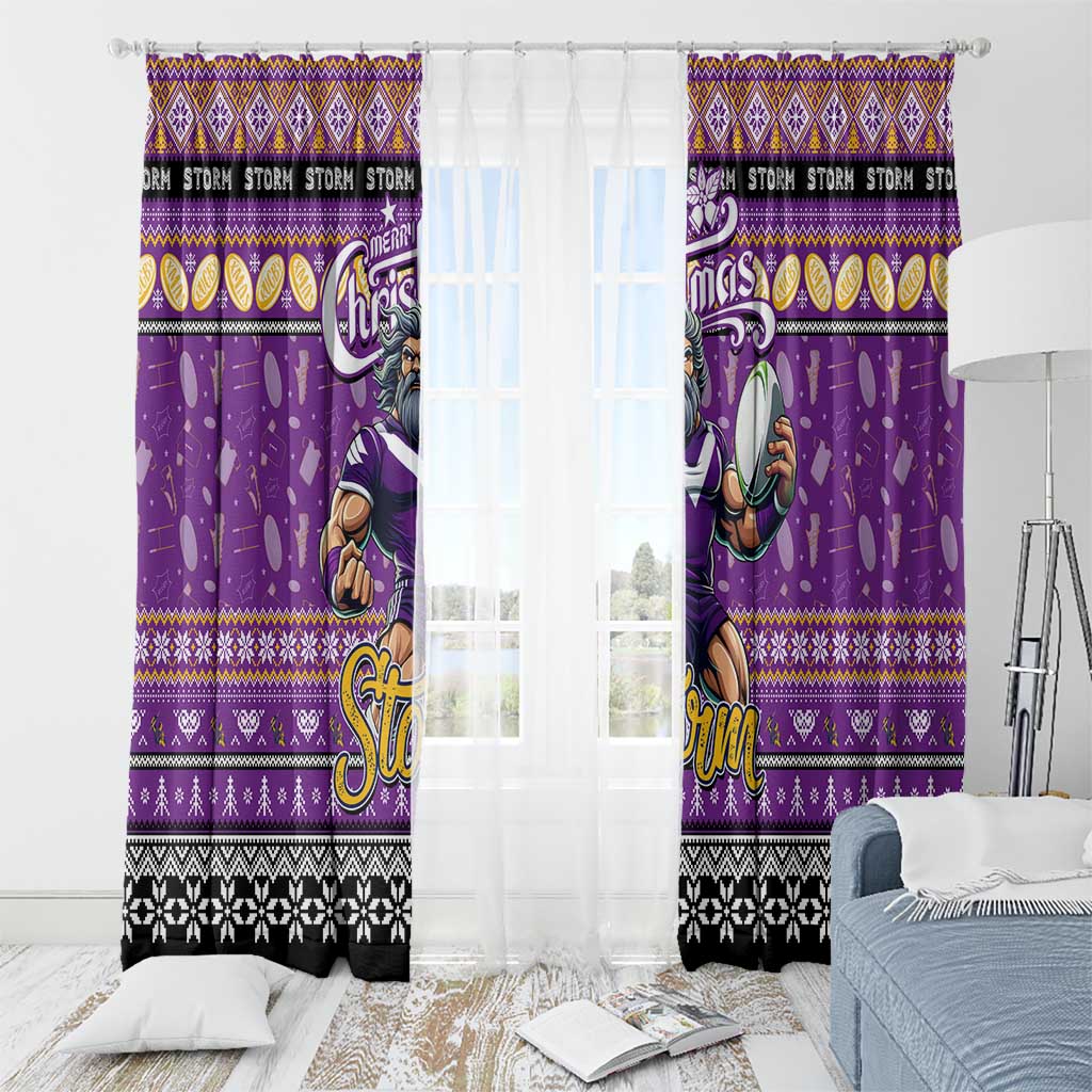 Storm Rugby Xmas Window Curtain Australia NRL Mascot