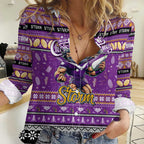 Personalized Storm Rugby Xmas Women Casual Shirt Australia NRL Mascot