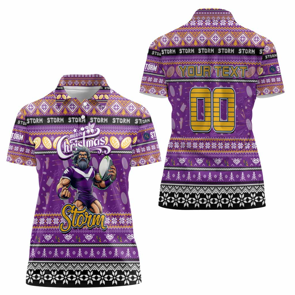 Personalized Storm Rugby Xmas Women Polo Shirt Australia NRL Mascot