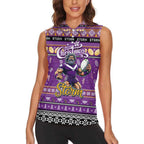 Personalized Storm Rugby Xmas Women Sleeveless Polo Shirt Australia NRL Mascot