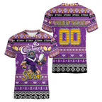 Personalized Storm Rugby Xmas Women V-Neck T-Shirt Australia NRL Mascot