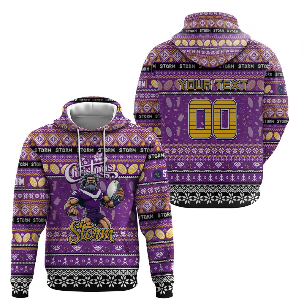 Personalized Storm Rugby Xmas Zip Hoodie Australia NRL Mascot
