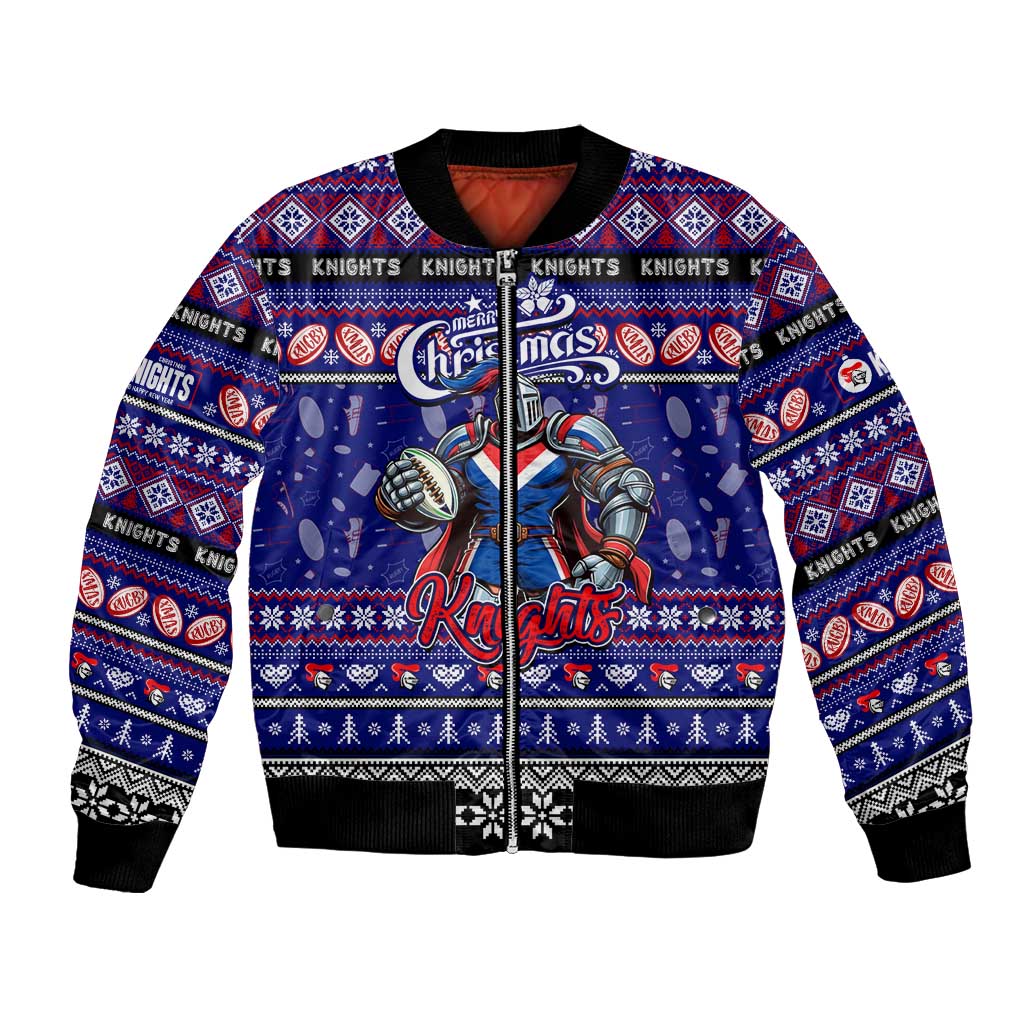 Personalized Knights Rugby Xmas Bomber Jacket Australia NRL Mascot