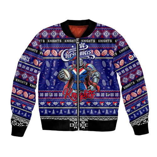 Personalized Knights Rugby Xmas Bomber Jacket Australia NRL Mascot
