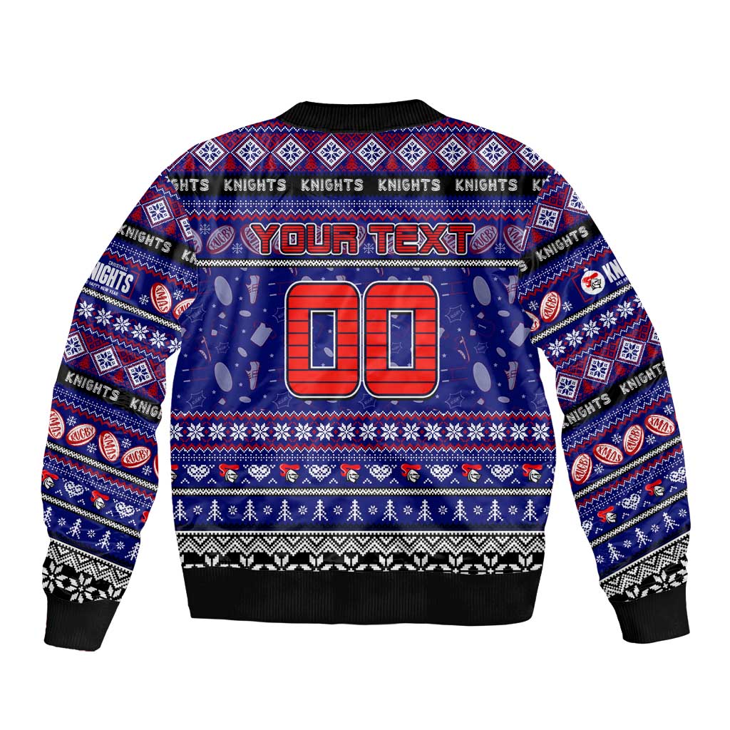 Personalized Knights Rugby Xmas Bomber Jacket Australia NRL Mascot