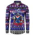 Personalized Knights Rugby Xmas Button Sweatshirt Australia NRL Mascot